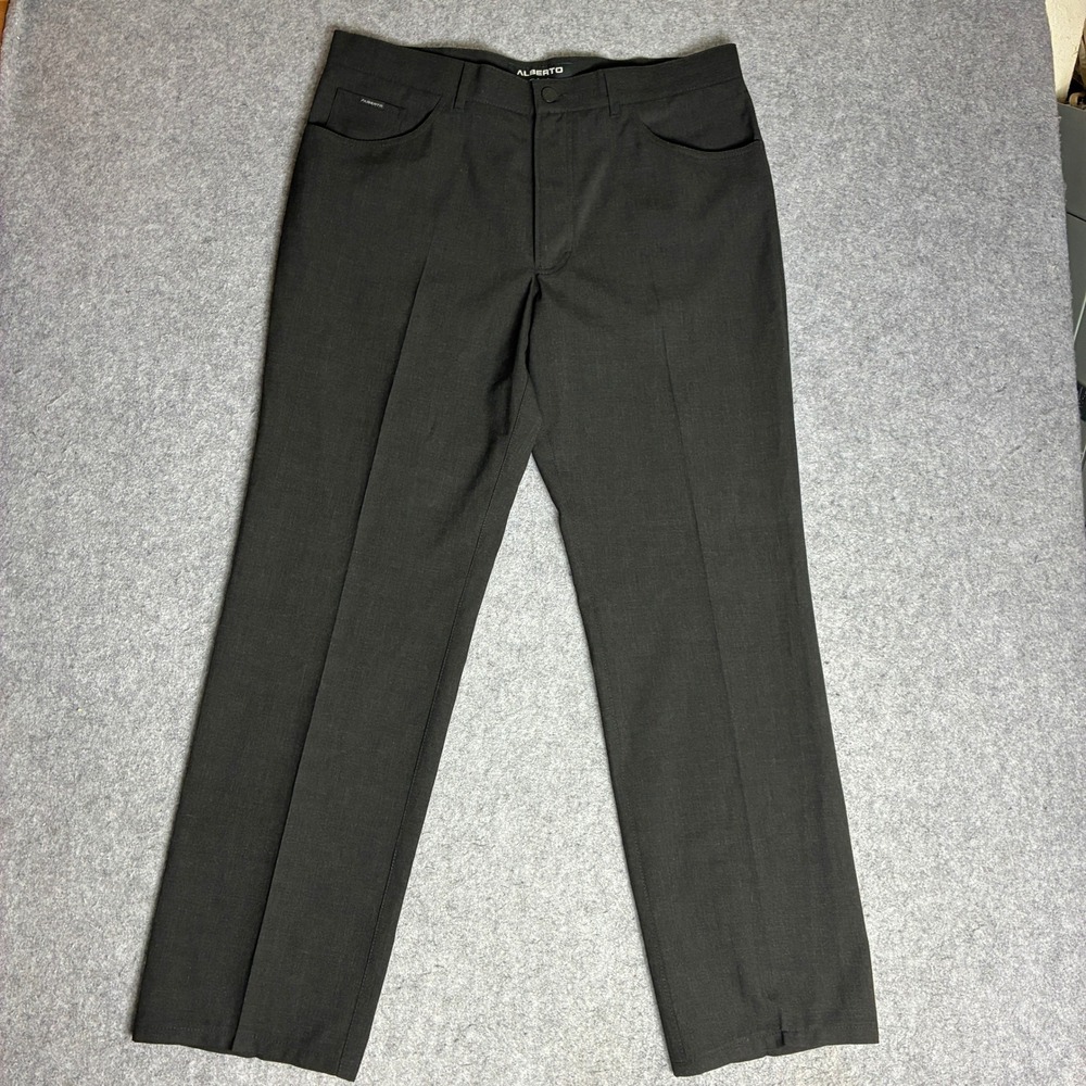 Alberto Mens 37x32 Ceramica Trousers Dark Charcoal Grey Straight Leg Pants